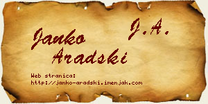 Janko Aradski vizit kartica